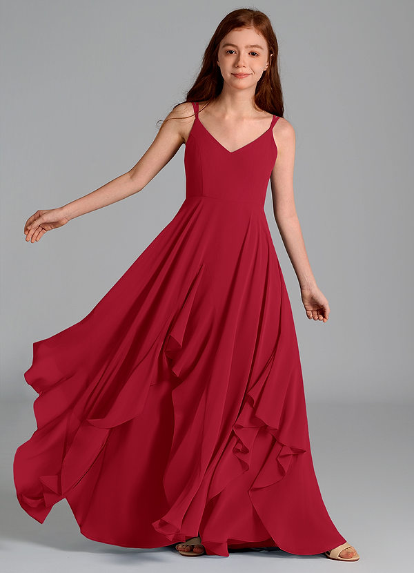 Azazie Karan Junior Scarlet A-Line Chiffon Dress image1
