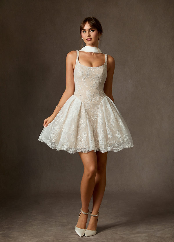 Azazie Dawn Robe de Mariée Robe Trapèze en Dentelle Diamant Blanc Champagne image1