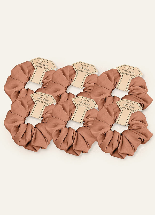 front Matching Color Six-Piece Bridesmaid Stretch Satin Over Size Scrunchie Set