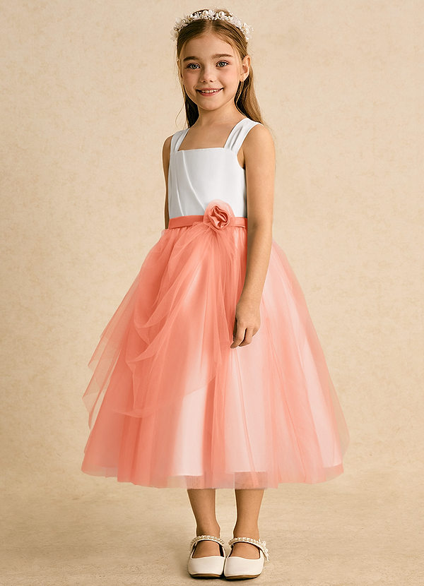 Azazie Bonny Vestidos de Niña de Flores Vestido de Marfil Ocaso de Tul de Princesa con Plisado image1