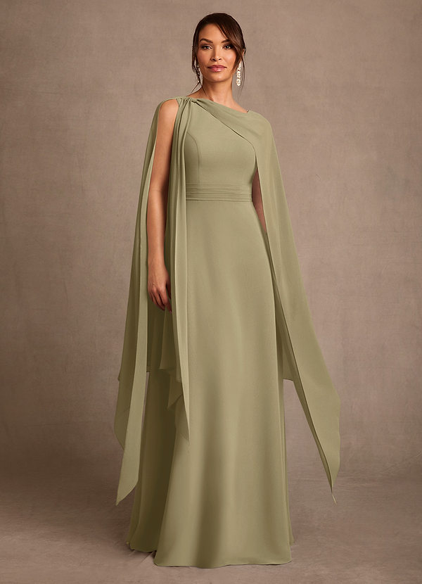 Azazie Liddie Moeder van de Bruid Jurken A-Lijn Jurk van Chiffon Geplooid Mosgroen image1
