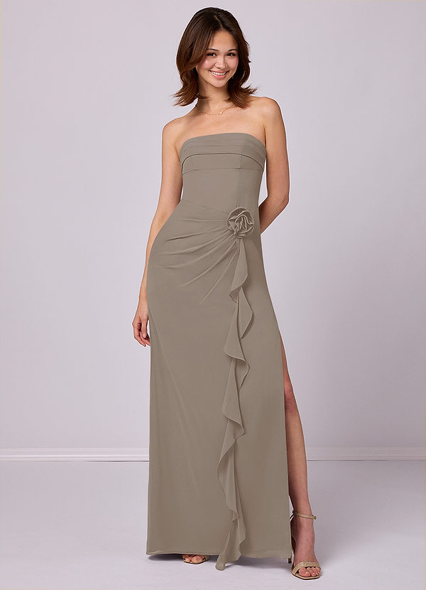 Barbie ♥ Azazie Bridesmaid Dresses Taupe Sheath Strapless Chiffon Convertible Dress image1