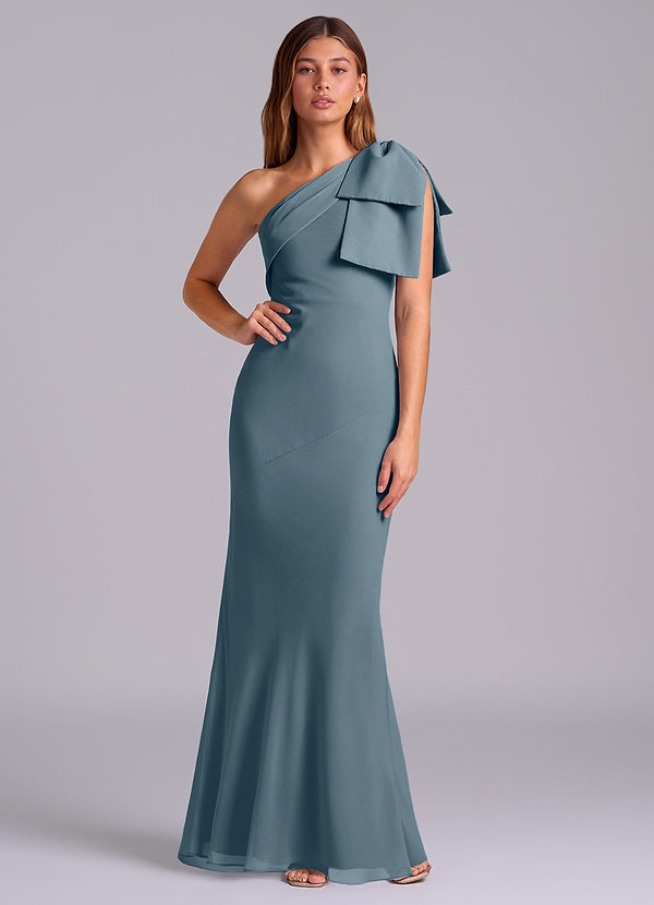 Azazie Yuanna Bridesmaid Dresses Twilight Mermaid One Shoulder Chiffon Dress image1