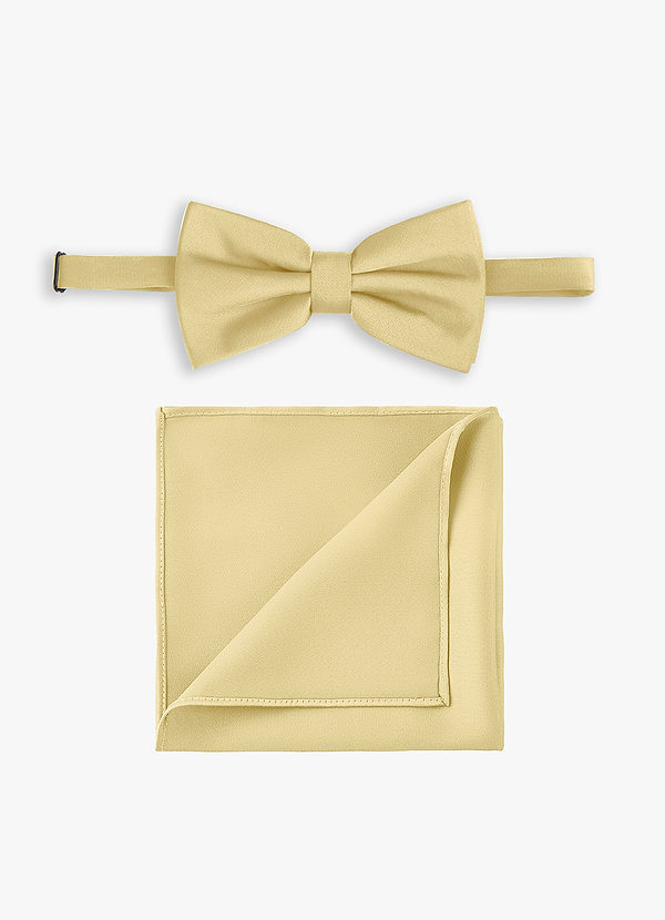 front Stretch Satin Bow Tie and Pocket Square Set