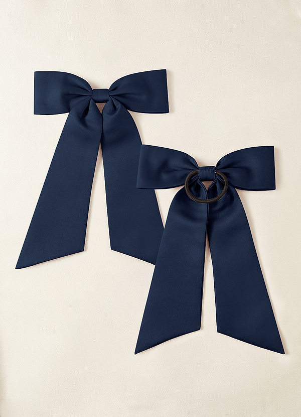 front Matchande färg matt satin rosett hår slips set