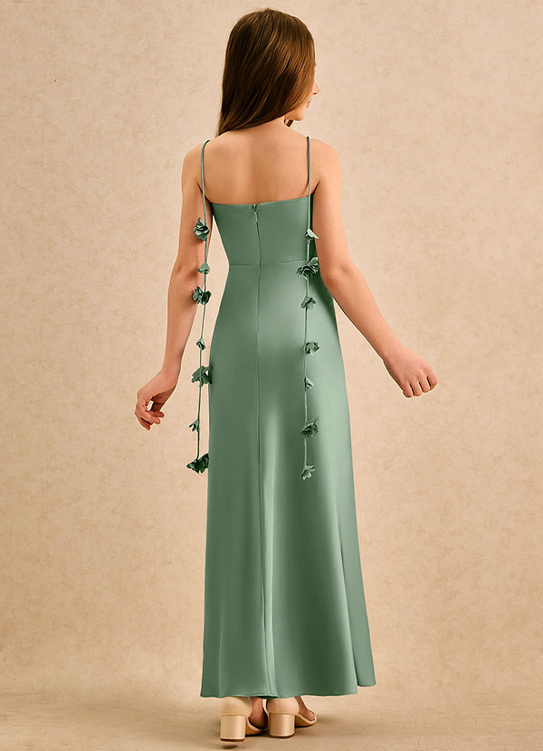 Azazie Kandi Girls Formal Vestidos de Niña de Flores Vestido de Matcha de Satén Elástico de Corte en A con Escote de Corazón image1