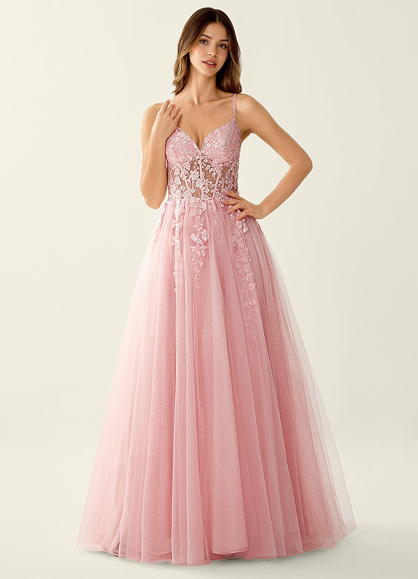 Mayami Roze Galajurk van tule met kant, pailletten en borduurwerk image1