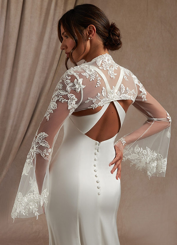 back Azazie Haggith Lace Tulle Wrap