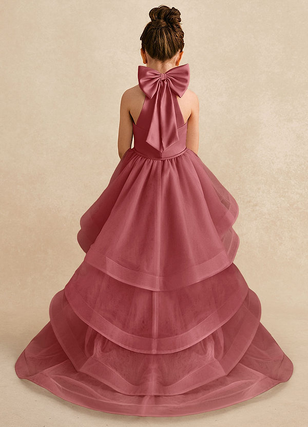 Azazie Bev Flower Girl Dresses Antique Rose A-Line Convertible Tulle Dress image1