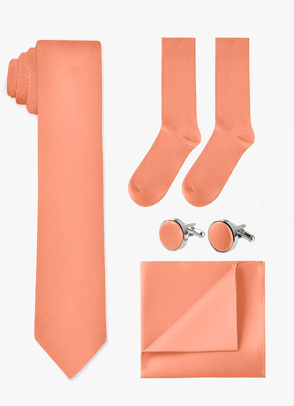 front Matching Skinny Tie & Pocket Square & Cuff Links & Socks Set