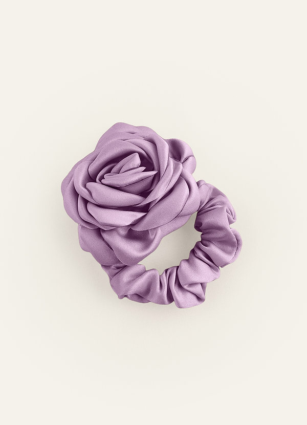 front Matching Color Matte Satin Rose Scrunchie