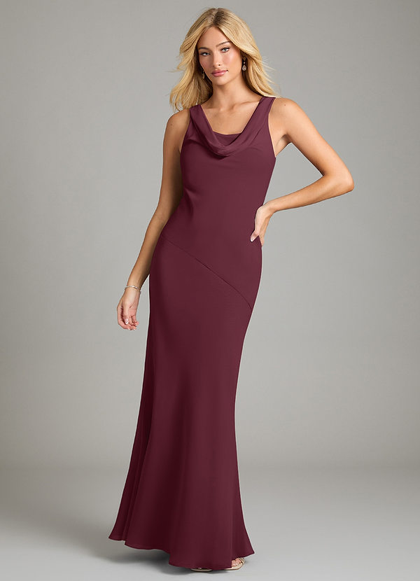 Azazie Rylina Bridesmaid Dresses Cabernet Mermaid Pleated Chiffon Dress image1