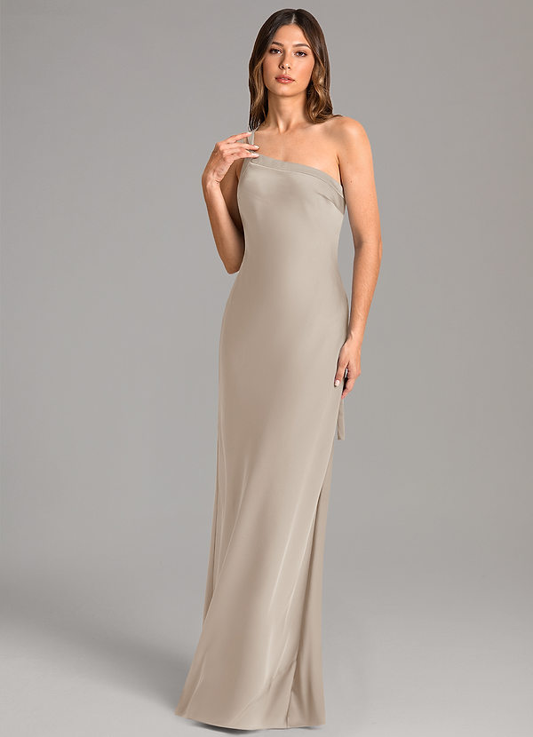 Azazie Monroe Bridesmaid Dresses Frost Mermaid One Shoulder Stretch Satin Dress image1