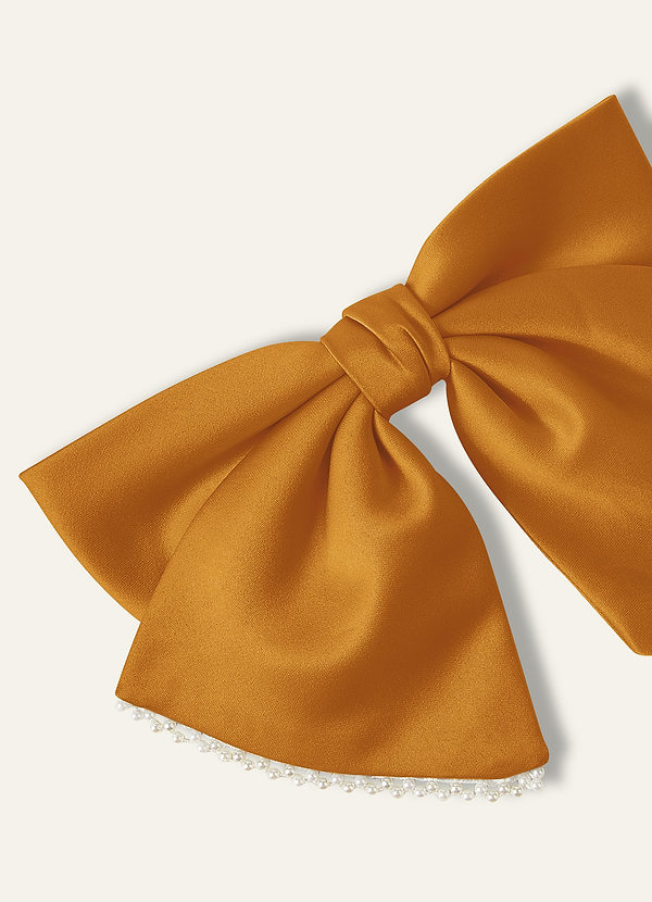 front Matching Color Satin Pearl Bow Hair Clip