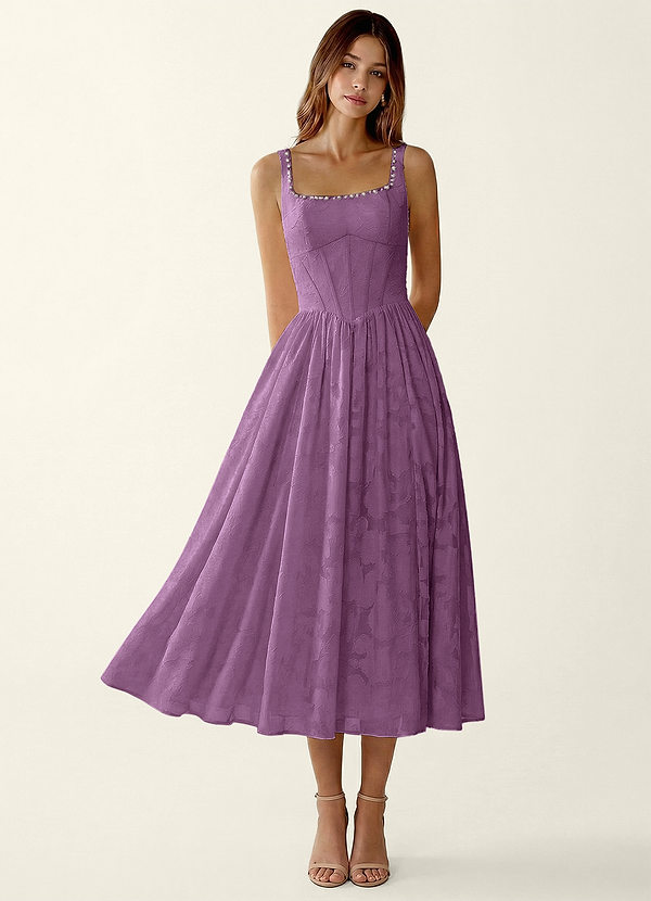 Ottavia Blauweregen Jacquard midi A-lijn afstudeerjurk image1