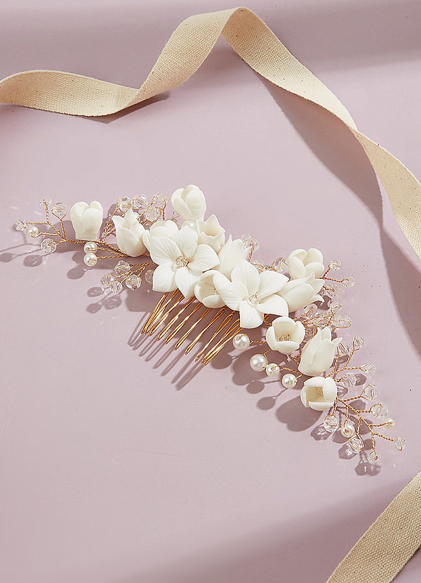 front Delicate Flower Crystal Hair Comb