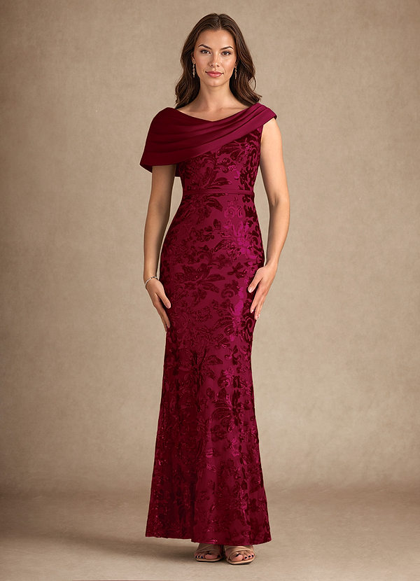 Azazie Marion Mother of the Brides Dresses Burgundy Mermaid Sequins Dress image1
