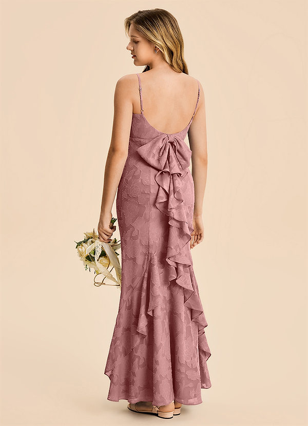 Azazie Lioren Junior Dusty Rose Mermaid Ruched Floral Burnout Dress image1