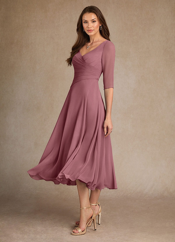 Azazie Durant Mother of the Brides Dresses Desert Rose A-Line Pleated Chiffon Dress image1