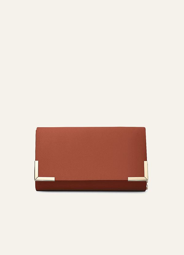 front Matching Color Matte Satin Envelope Clutch Bag