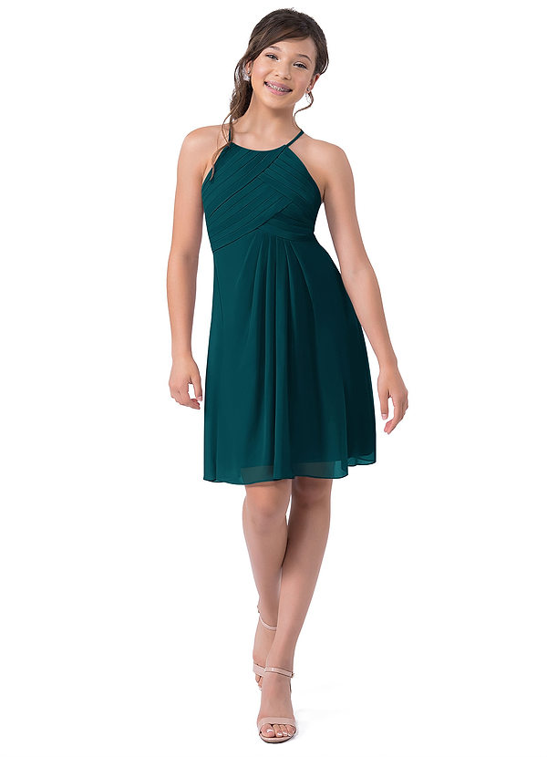 El Vestido De Dama De Honor Con Hombros Descubiertos Y Estilo Soñador Para Junior Verde