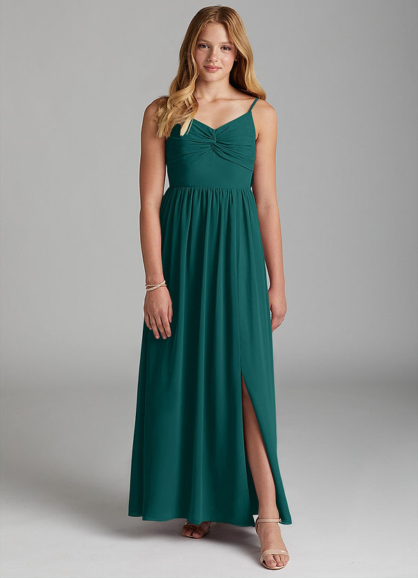 Azazie Zeya Junior Peacock A-Line Chiffon Dress image1