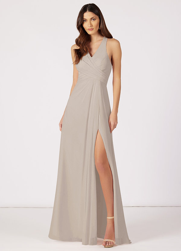 Azazie Danica Bridesmaid Dresses A-Line Pleated Chiffon Floor-Length Dress image1