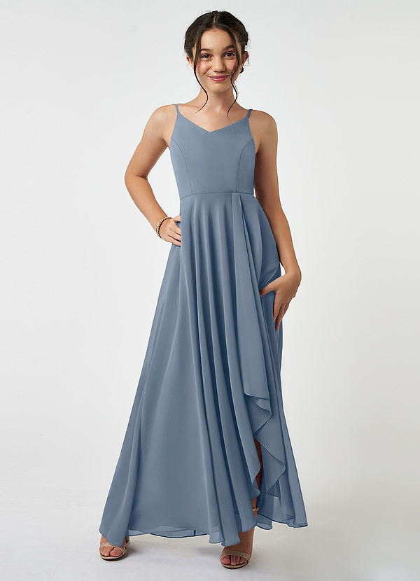 Azazie Collette Junior A-Linie Gestreift Chiffon Kleid Zwielichtviolett image1