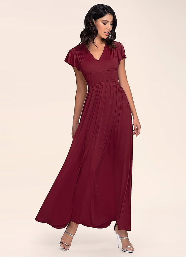 burgundy color dress