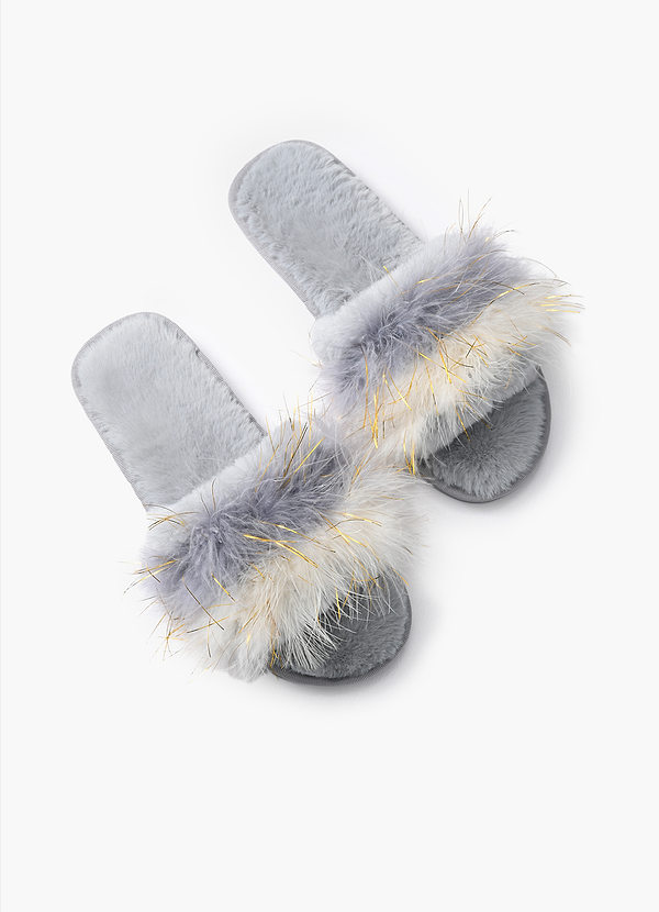 front Color-block Fuzzy Slippers