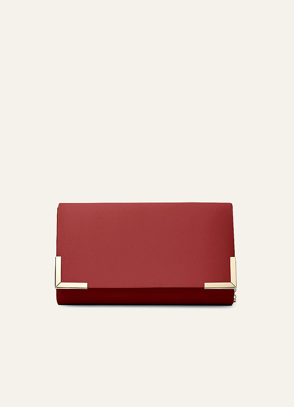front Matching Color Matte Satin Envelope Clutch Bag