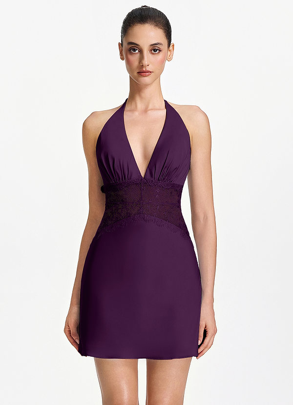 Dorotheiana Grain De Raisin Robe mini trapèze en dentelle et satin, dos nu, coupe trapèze image1