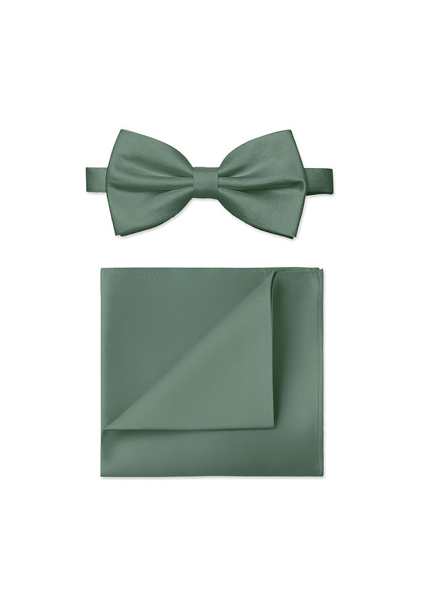 front Matte Satin Bow Tie and Pocket Square Set