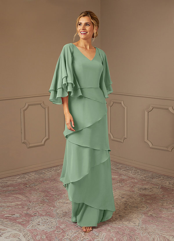 Azazie OHara Abiti da Mamma Sposa Abito A-Line in Chiffon con Scollo a V Matcha image1