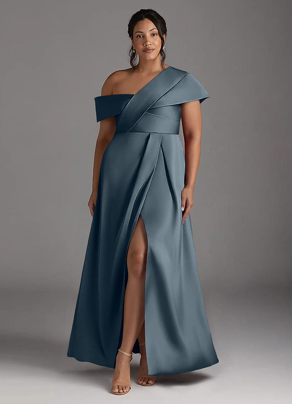 Azazie Milton Abiti da Mamma Sposa Abito A-Line in Raso Elasticizzato Plissettato Crepuscolo image1