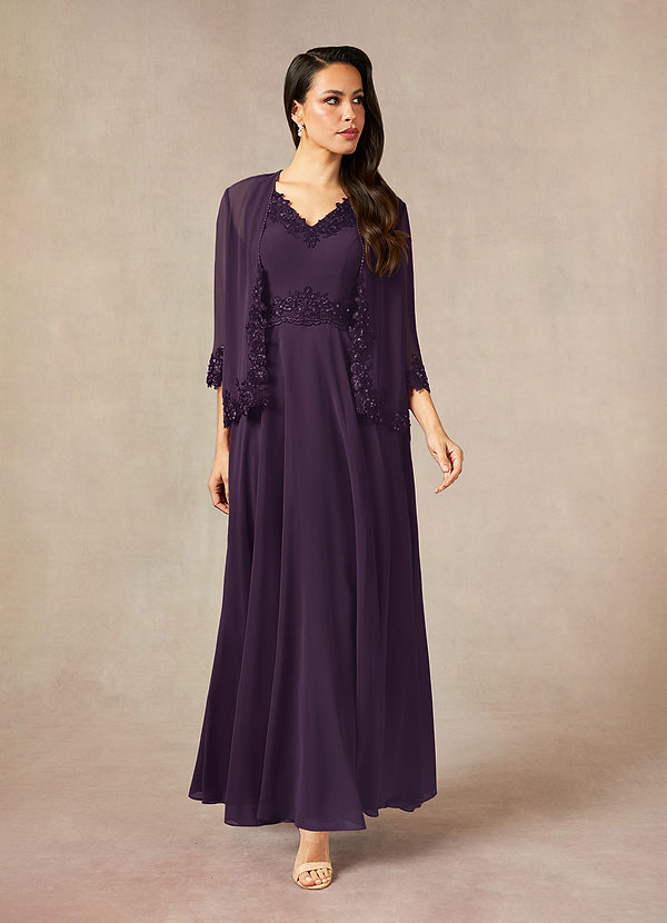 Azazie Devana Mother of the Brides Dresses Plum A-Line Sequins Chiffon Dress image1
