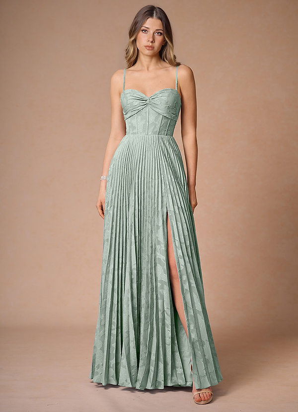 Akiko Pistachio Pleated Maxi Dress image1