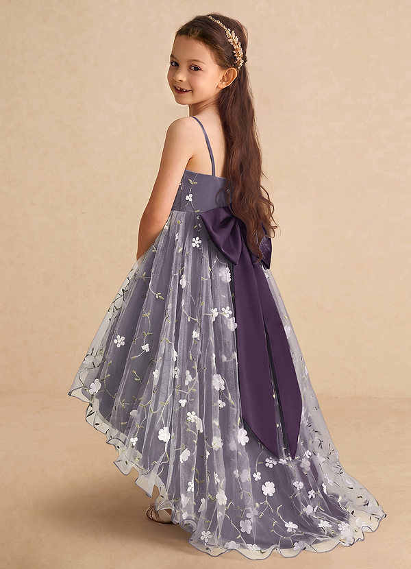Celia Flower Girl Dresses Plum A-Line Spaghetti Strap Tulle Dress image1