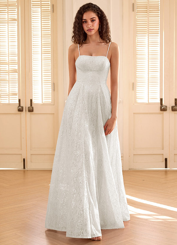 Gleavia Weiß Pailletten-Abendkleid in A-Linie image1