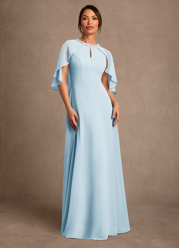 Azazie Winnifred Suknie dla Matki Panny Młodej Linia A Zroszony Szyfon Długość podłogi Sukienka image1