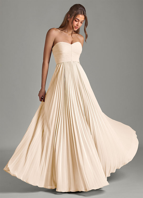 Azazie Chiana Bridesmaid Dresses White Alabaster A-Line Strapless Chiffon Dress image1