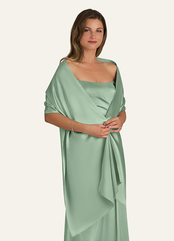 front Azazie Matching Color Metallic Satin Shawl