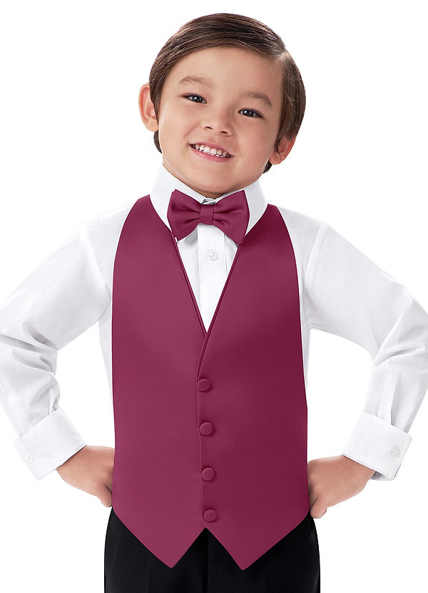 front Boy's Matte Satin Vest & Bow Tie Set