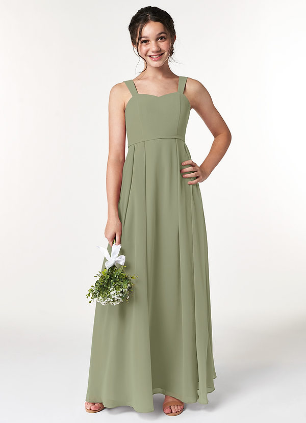 Azazie Simoan Junior Pistachio A-Line Sweetheart Neckline Chiffon Dress image1