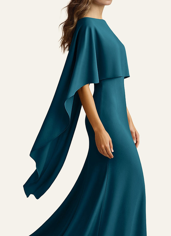 front Azazie Cape multi-positions en satin extensible de couleur assortie