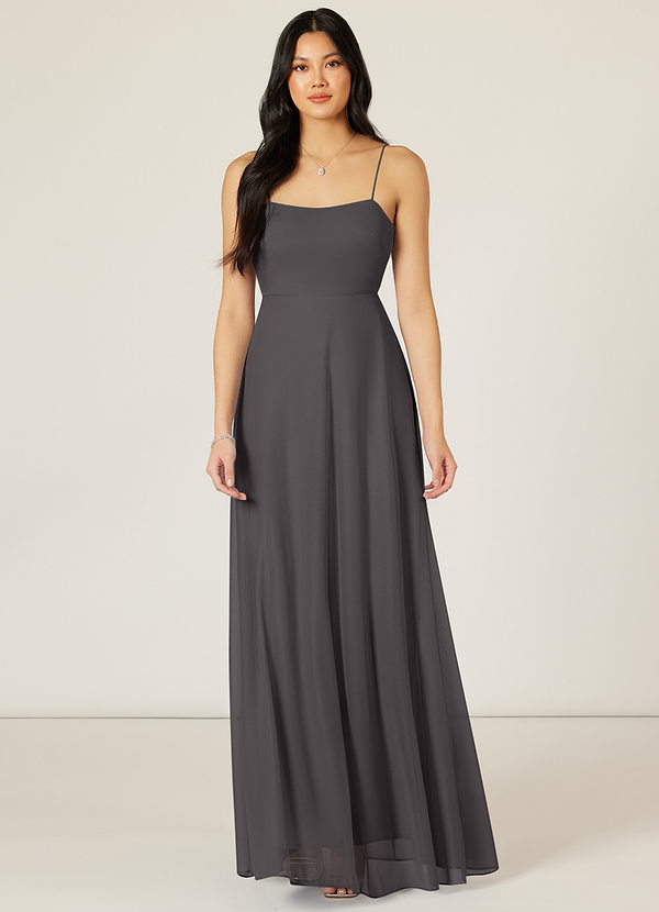 Azazie Rae Bridesmaid Dresses A-Line Bow Mesh Floor-Length Dress image1