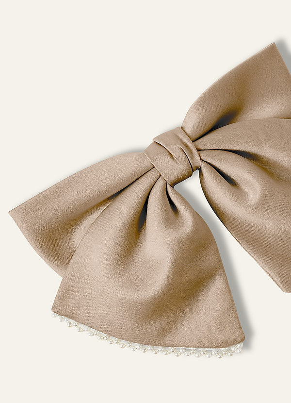 front Matching Color Satin Pearl Bow Hair Clip