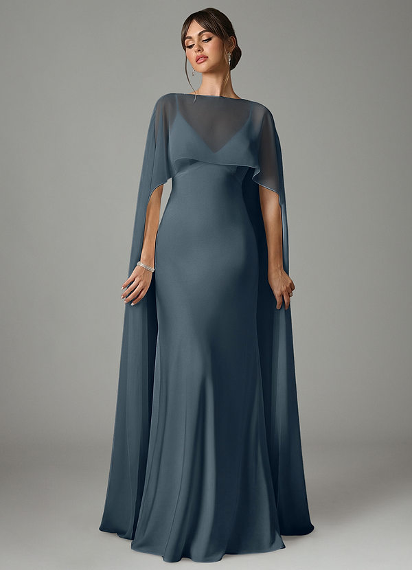 Azazie Stefania Robes Demoiselle d'honneur Robe Trapèze en Satin extensible Violet Crépusculaire image1