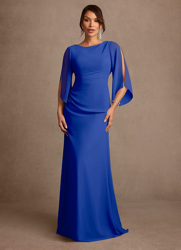 Azazie Anaheim Mother of the Brides Dresses Royal Blue A-Line Pleated Chiffon Dress image1