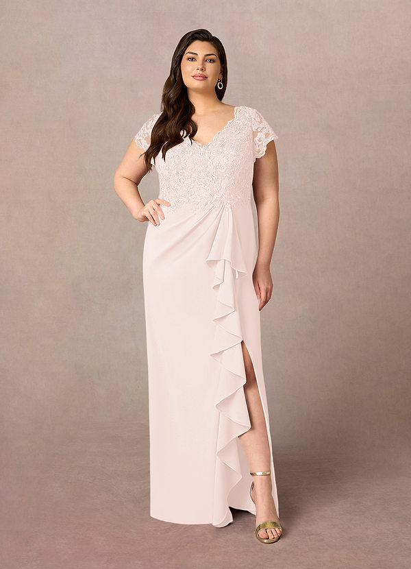 Azazie Carmen Brautmutterkleider Etui Spitze Kleid Zartrosa image1